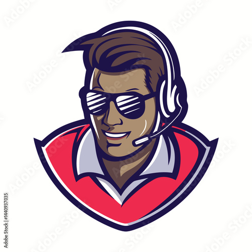 Smiling Person with Headphones and Sunglasses