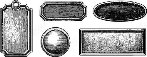 Vintage label engraving set with assorted shapes for decorative design