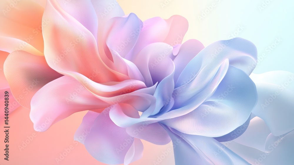 Delicate, flowing forms in soft pastel hues. Delicate, flowing forms in soft pastel hues.