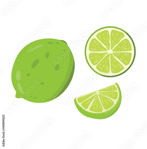 Lime. Flat vector, clipart illustration isolated on white background.