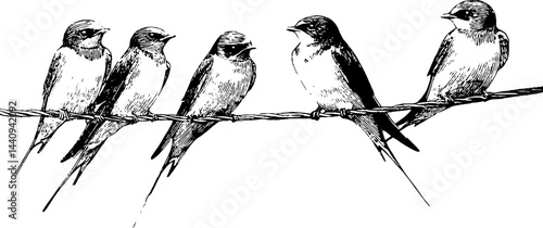 Engraved bird illustration set on wire line art for nature-themed design