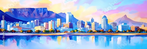 oil painting cape town south africa downtown skyline