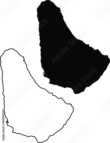 Map of Barbados Silhouette Flat and Outline Design