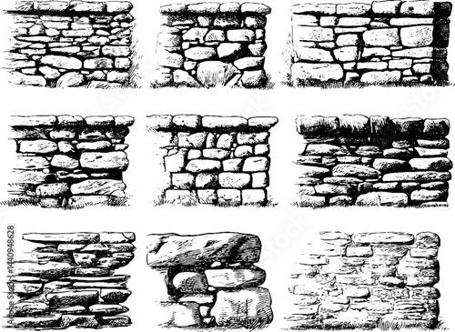 Intricate engraved stone wall illustrations for design and decor inspiration