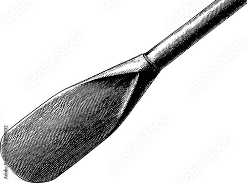 Vintage engraved rowing oar illustration for nautical design and decor