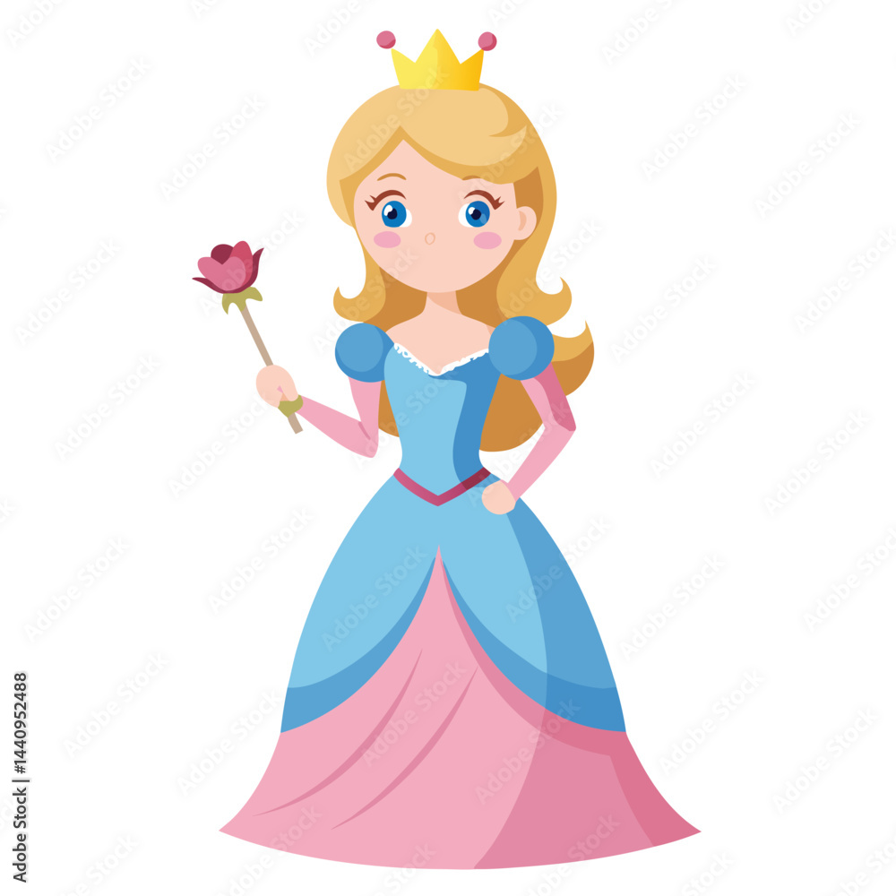 Fototapeta premium Princess holding flower Vector 