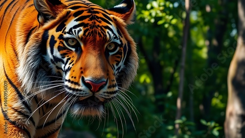 Tiger, Bengal tiger, Sumatran tiger, Siberian tiger, feline, predator, wildcat, mammal, carnivore, animal, wildlife, nature, orange, black, stripes, fur, face, eyes, whiskers, powerful, majestic,