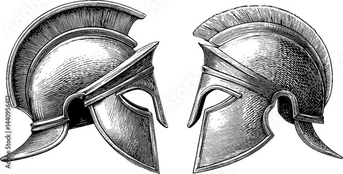 Roman centurion helmet engravings for historical design and decoration