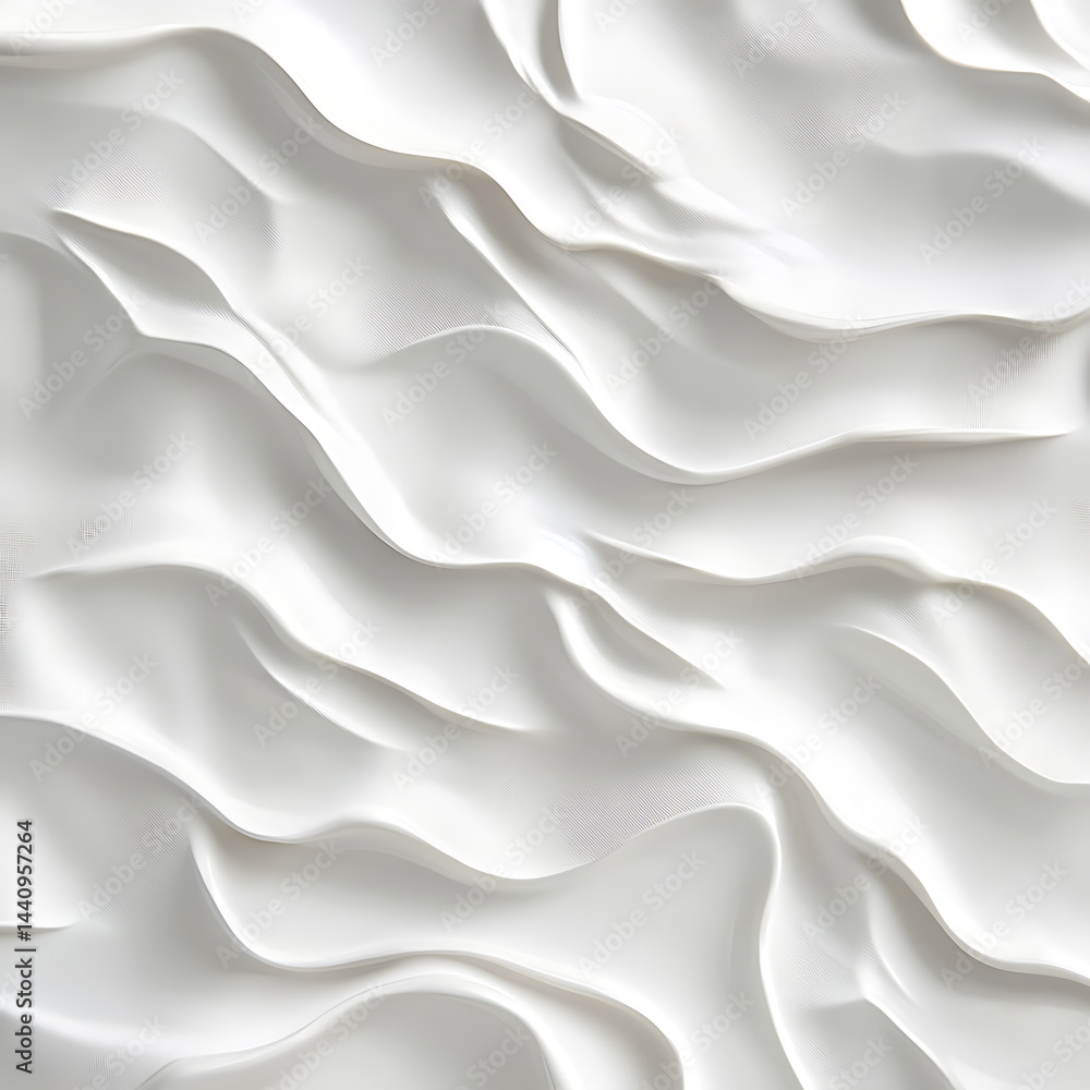 Fototapeta premium Abstract white waves create a dynamic and textured surface, playing with light and shadow beautifully.