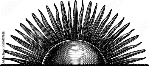 Vintage sunburst ornament engraving for decorative design and art projects