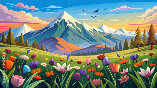 Gentle breezes caress fields of blooming flowers.
The towering Alps watch silently from above.
Birdsong fills the crisp, fragrant air.
A perfect harmony of earth and sky.

