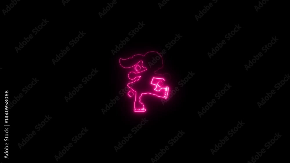 a glowing neon man icon animation HD video on black background a glowing neon man icon animation HD video on black background