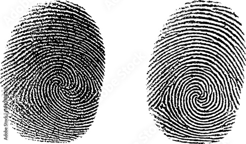 Detailed engraved fingerprint illustrations set for unique design concepts