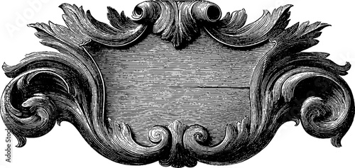 Intricate baroque shield engraving design for decoration and art projects