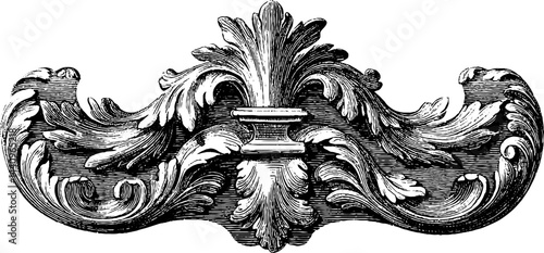 Elegant baroque cartouche engraving design for interior decor and art projects