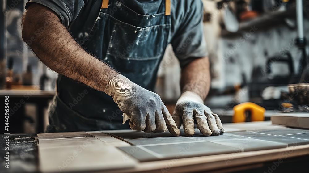 Craftsman Working with Wood in Workshop