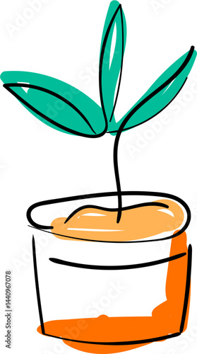 Minimalist line drawing of three growing plants in different stages of growth. 