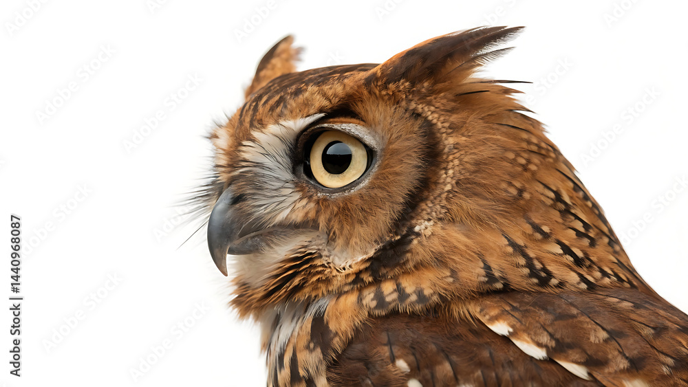 Naklejka premium Tropical screech owl, Megascops choliba, looking at the camera, isolated on white