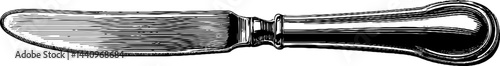 Vintage butter knife engraved illustration set for kitchen design