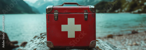 Obraz na płótnie a very basic travel first aid kit, it is small and compact w salonie