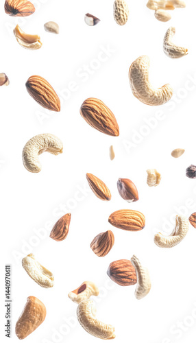 Wallpaper Mural Delicious mixed nuts falling on almonds cashews healthy food snack diet on transparent background Torontodigital.ca