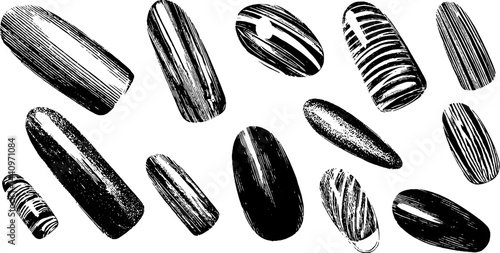 Intricate engraved nail art stickers set for creative manicure designs