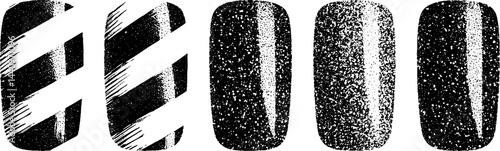 Engraved artistic nail stickers with glitter texture for unique manicure design