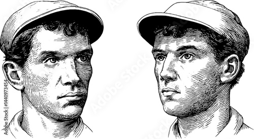 Engraved portrait illustration of municipal worker in cap
