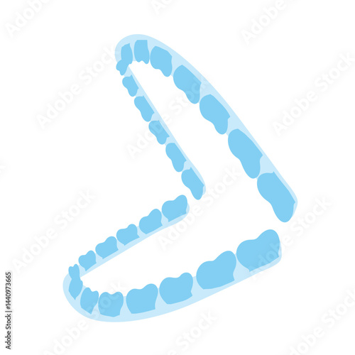 Vector illustration of a dental mouthguard. Realistic and clean design, isolated on white background. Flat medical style, ideal for orthodontics, bruxism treatment, sports protection, and dental care 
