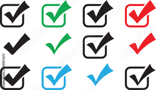 Colorful Checkmark Icons Inside Square Boxes