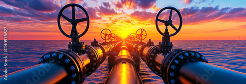Obraz na płótnie Financial news feed showing energy stock updates, with photo of gas pipelines, highlighting the fossil fuel market. w salonie