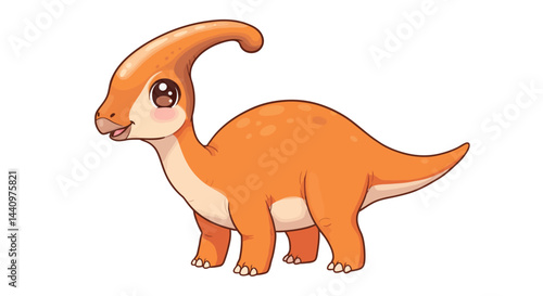 A Charming Cartoon Parasaurolophus Vector Art Illustration In Soft Purple With A Whimsical Design