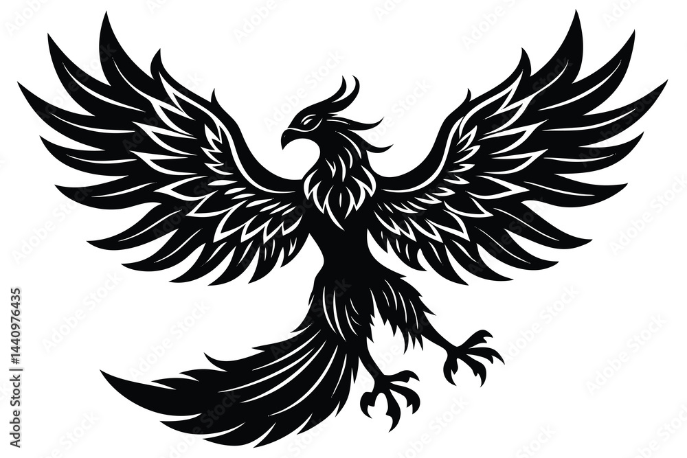 Obraz premium phoenix bird silhouette vector illustration