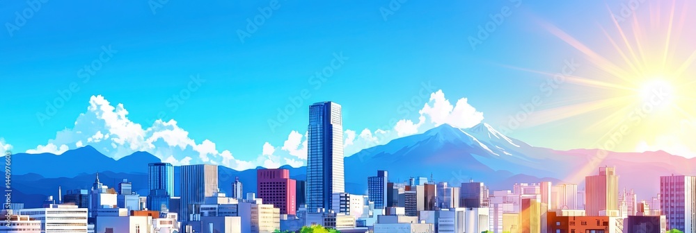 Fototapeta premium manga kyoto downtown skyline