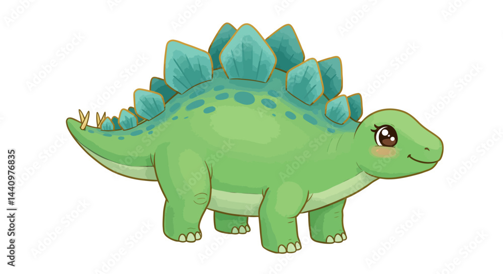 Fototapeta premium A Cute And Cheerful Styracosaurus Vector Illustration Smiles Warmly Perfect For Childrens Books