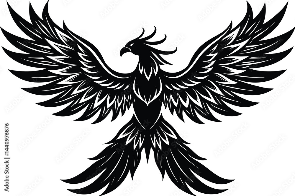 Obraz premium phoenix bird silhouette vector illustration