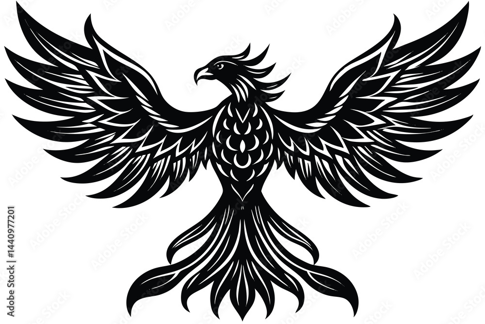 Fototapeta premium phoenix bird silhouette vector illustration