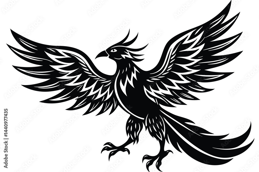 Obraz premium phoenix bird silhouette vector illustration