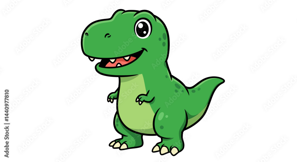 A Cheerful Green Tyrannosaurus Rex Vector Illustration Smiling On A Clean White Background A Cheerful Green Tyrannosaurus Rex Vector Illustration Smiling On A Clean White Background