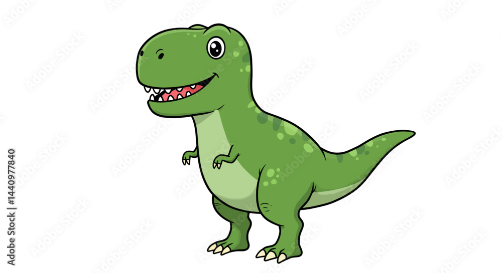 A Playful Green Cartoon Tyrannosaurus Rex Vector Illustration On A White Background Looks Friendly A Playful Green Cartoon Tyrannosaurus Rex Vector Illustration On A White Background Looks Friendly