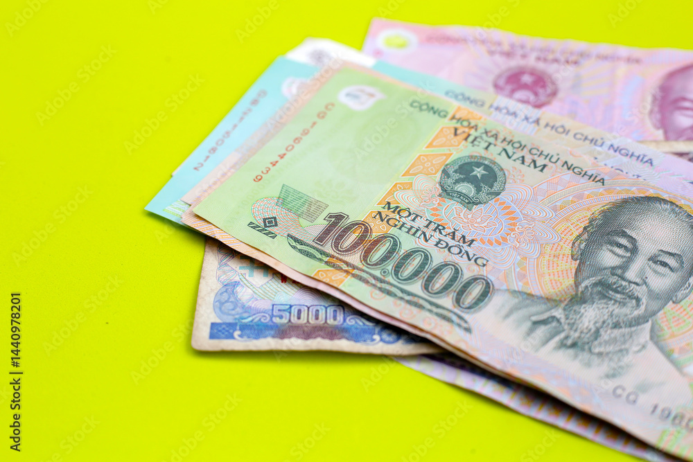 Vietnamese dong banknotes. Money concept Vietnamese dong banknotes. Money concept