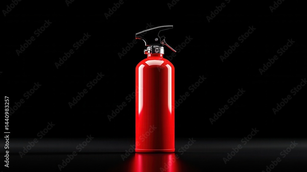 Obraz premium Bright red fire extinguisher for safety measures in emergency situations