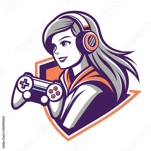Female gamer with headphones and controller (2)