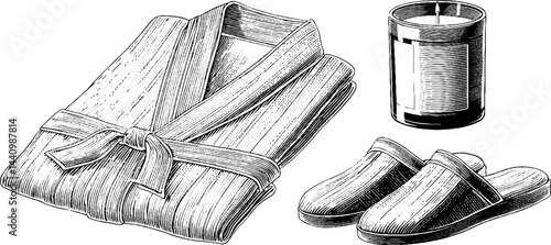 Luxurious comfort set with silk robe scented candle and slippers for relaxation