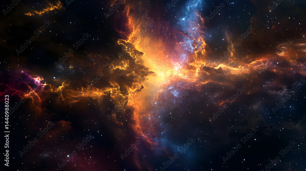 Fototapeta premium A celestial rift tearing through space with vibrant energy.