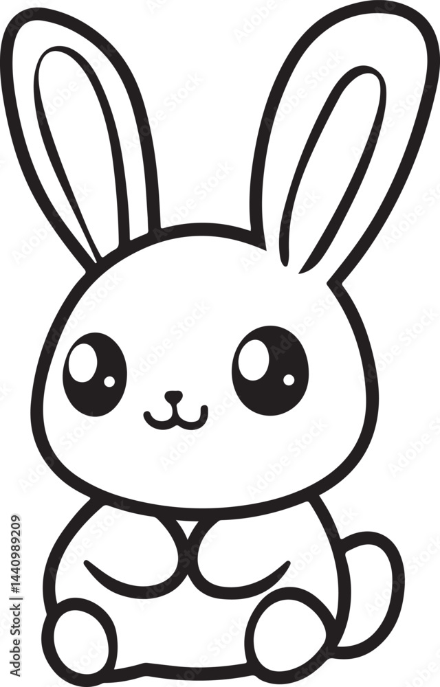 Obraz premium Rabbit Bunny Outline Stroke Vector Illustration on Transparent Background
