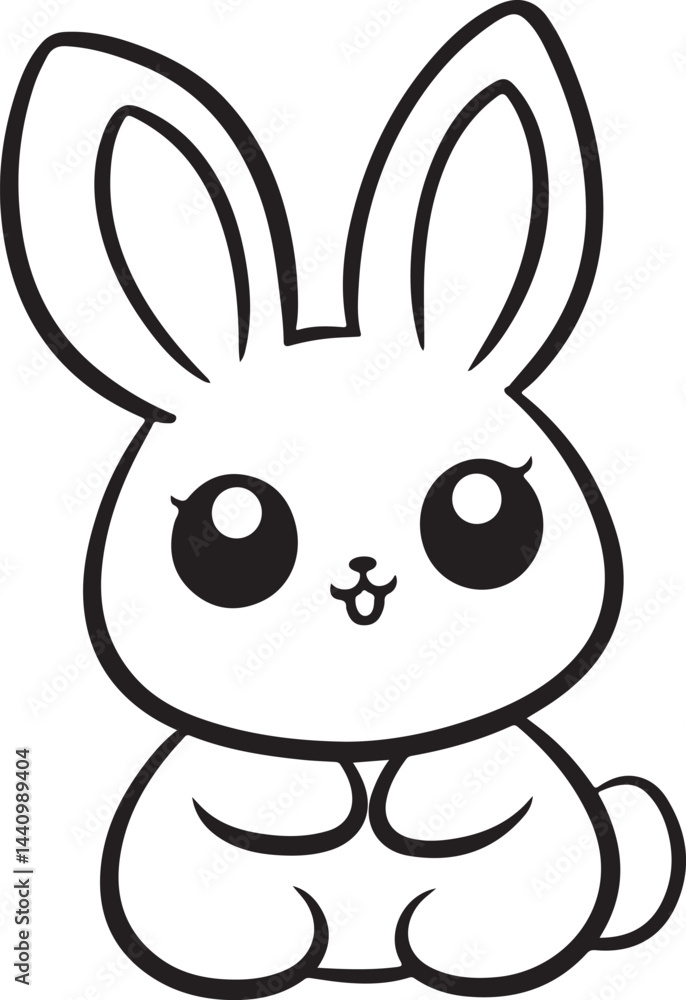 Fototapeta premium Rabbit Bunny Outline Stroke Vector Illustration on Transparent Background