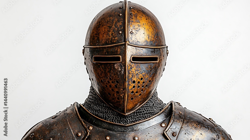 Close-up view of aged medieval knight's armor. Close-up view of aged medieval knight's armor.