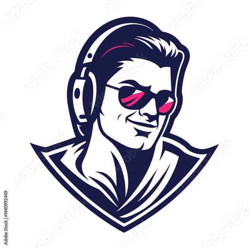 Stylish Man with Headphones and Sunglasses