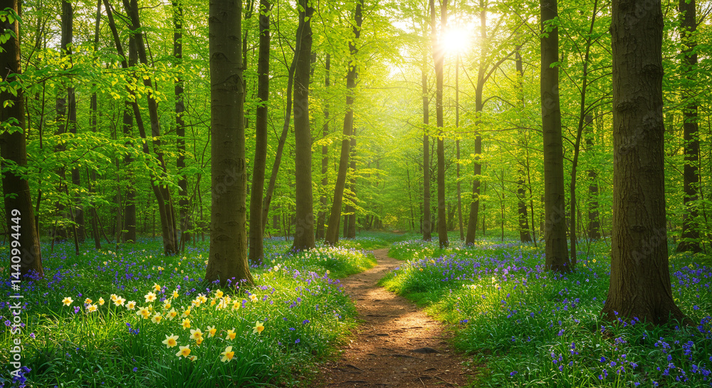 Obraz premium path in the forest, spring forest